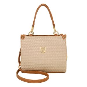 Bolsa Feminina Monica Sanches 2969 Liz Ouro / Line Caramelo