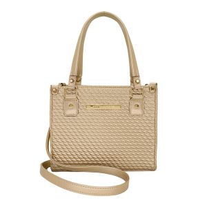 Bolsa Feminina Monica Sanches 3032 Matelasse Demi Ouro / Canguru Platino