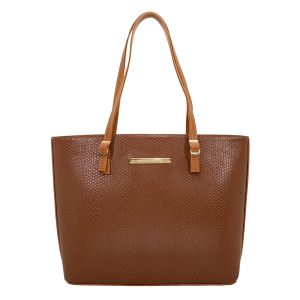 Bolsa Feminina Monica Sanches 3054 Snake Castor / Line Caramelo