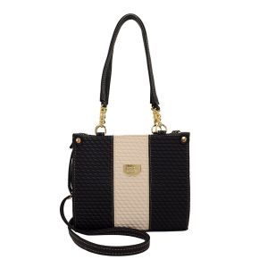 Bolsa Feminina Monica Sanches 3570 Matelasse Demi Preto / Matelasse Demi Panacota / Prada Preto