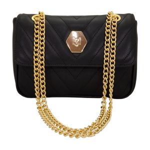 Bolsa Feminina Monica Sanches 3813 Safiano Plus Preto / Line Preto