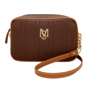 Bolsa Feminina Monica Sanches 3826 Rustic Nerobrow / Line Caramelo 