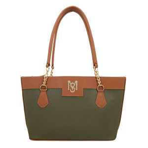 Bolsa Feminina Monica Sanches 3854 Prada Verde Musgo / Prada Telha