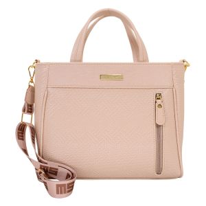 Bolsa Feminina Monica Sanches 3856 Rafia Quartz Perola / Kil Creme Metal