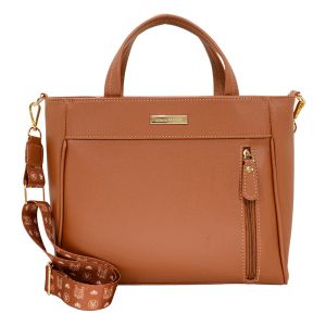 Bolsa Feminina Monica Sanches 3856 Rustic Caramelo Roats / Rustic Caramelo Roats