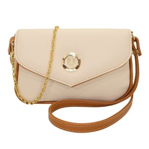 Bolsa Feminina Monica Sanches 3871 Rustic Panacota / Line Caramelo