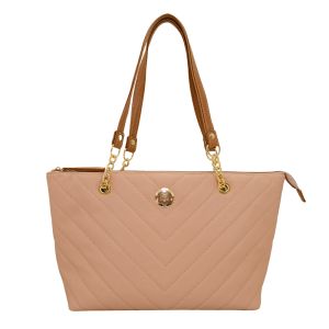 Bolsa Feminina Monica Sanches 3874 Prada Areia / Line Caramelo