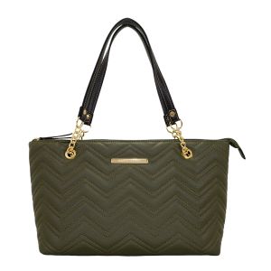 Bolsa Feminina Monica Sanches 3881 Canguru Verde Militar Esponja / Line Preto